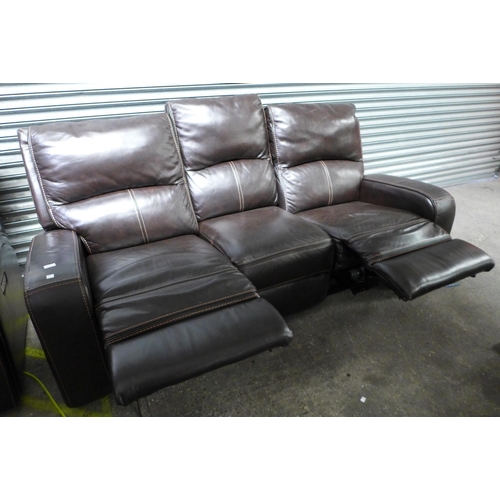 3123 - Man Wah Zach Leather 3 Seater Power Reclining 3 Seater Sofa  , Original RRP £749.99 + vat     (254-1... 