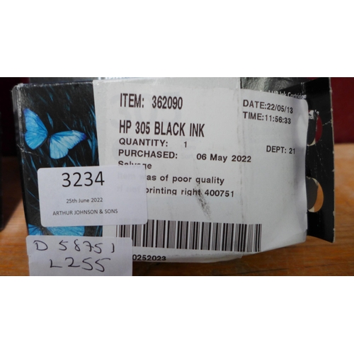 3234 - HP 305 Black Ink, HP 305 Tri Colour and Vice Tour Golf Balls   (255-16)  (255-10,11,16)  * This lot ... 