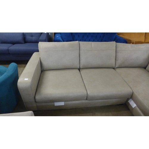 1402 - A mushroom grey upholstered RHF corner sofa