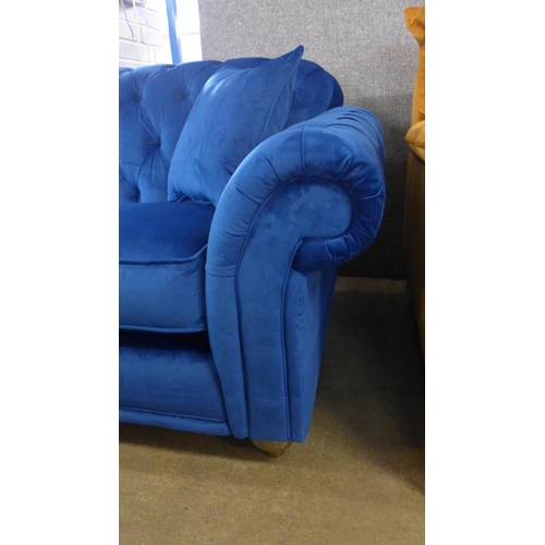 1430 - Bordeaux 4 seater Navy velvet sofa, Original RRP £833.33 + vat (4113-17)  * This lot is subject to v... 