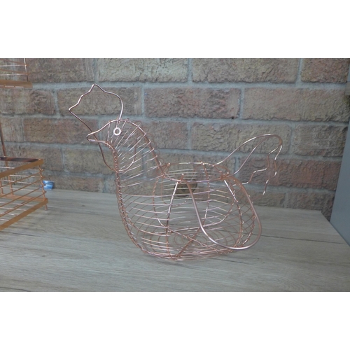 1586 - A copper wire egg bowl, H 27cms x W 34cms (KG071306)   #