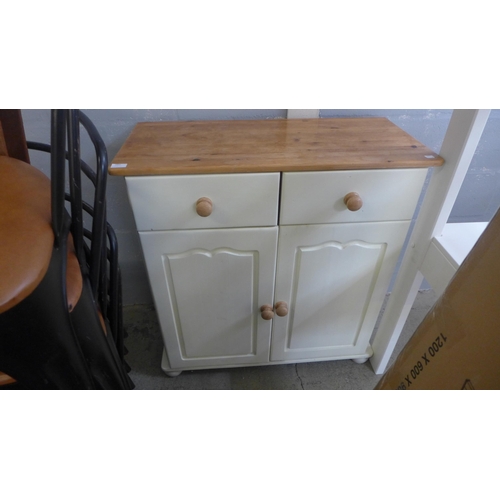 1699 - A white painted pine single drawer two door sideboard