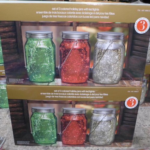 3500 - 2 Boxes of holiday jars with LED lights (six jars per lot)