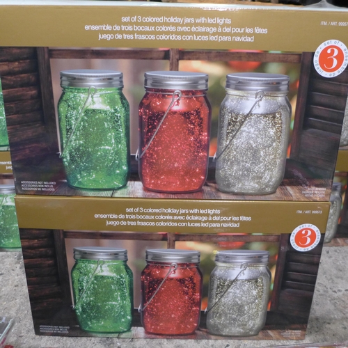 3501 - 2 Boxes of holiday jars with LED lights (six jars per lot)