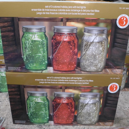 3502 - 2 Boxes of holiday jars with LED lights (six jars per lot)