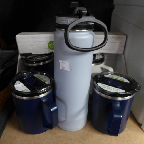 3517 - 4x  Hot1 Desktop Travel Mugs and Thermoflask Bottle  (254-405,406,410)   * This lot is subject to va... 