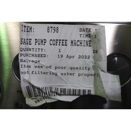 3540 - Sage Pump Coffee Machine  , Original RRP £449.99 + vat    (254-358)   * This lot is subject to vat