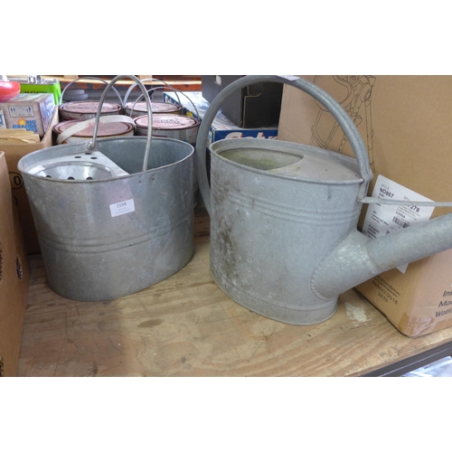 2158 - Galvanised watering can and mop bucket