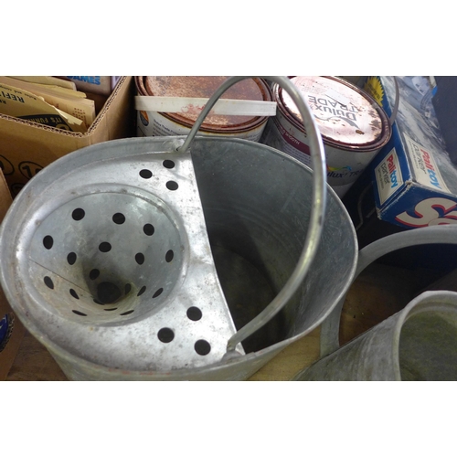 2158 - Galvanised watering can and mop bucket