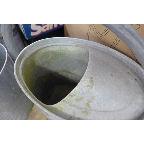 2158 - Galvanised watering can and mop bucket