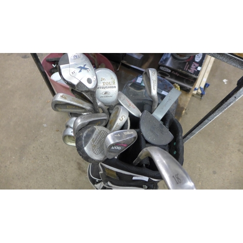 2170 - A golf bag with various irons and woods