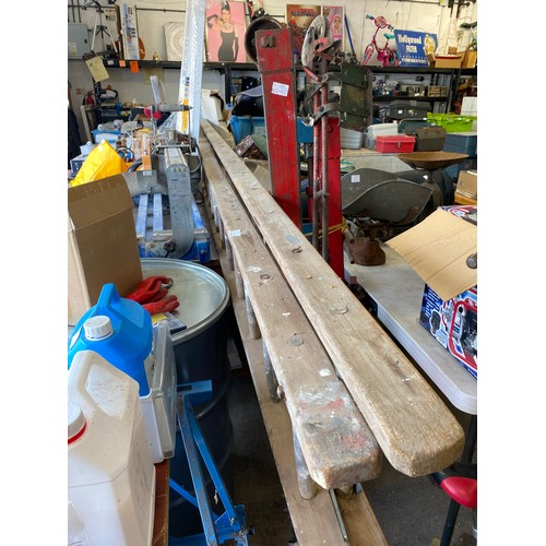 2199 - Double 16 rung wooden ladder