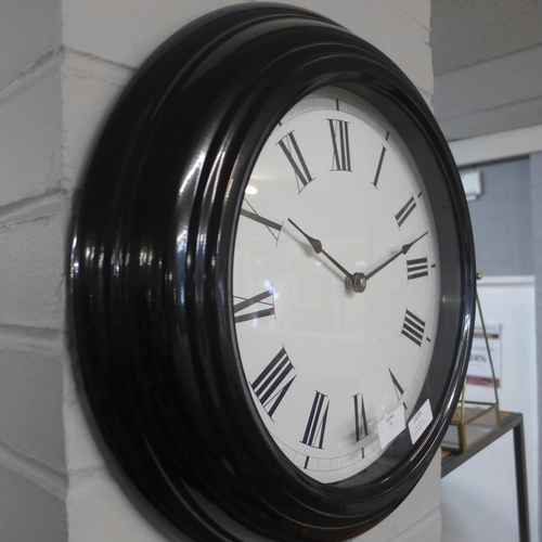 1439 - A black metal wall clock, 43cms (PHCL140209)   #