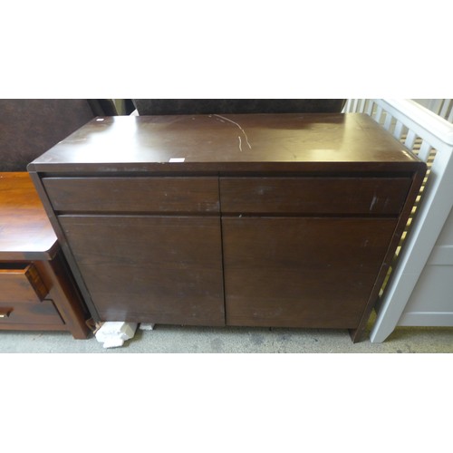 1721 - A dark stained wood two door, two drawer sideboard