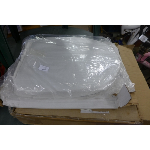 2112 - Boxed, unused Aztec nest of  three tables. Chrome with white tops plus white sealed unused toilet se... 