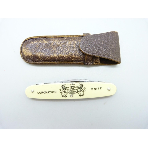 1004 - An Edward VIII 1937 Coronation penknife, the blade marked Humphreys, Sheffield, also marked The Hadd... 