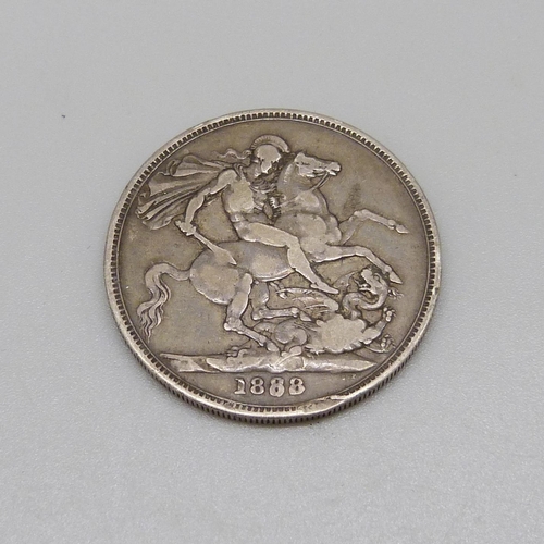 1052 - A Victorian 1888 silver crown