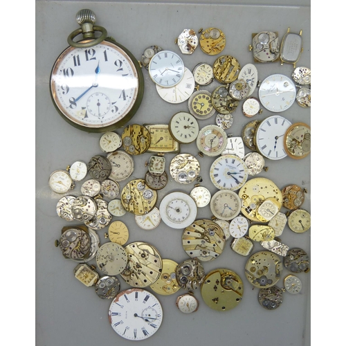 1077 - An 8-Days pocket watch and watch movements