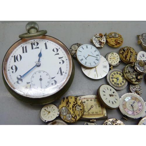 1077 - An 8-Days pocket watch and watch movements