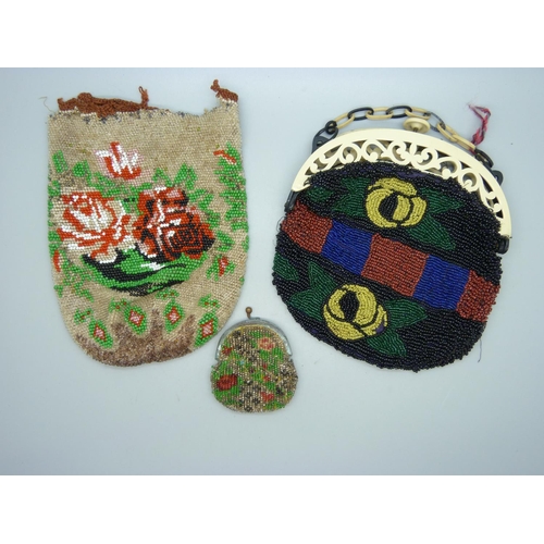 1097 - Two beadwork evening bags and a purse, a/f