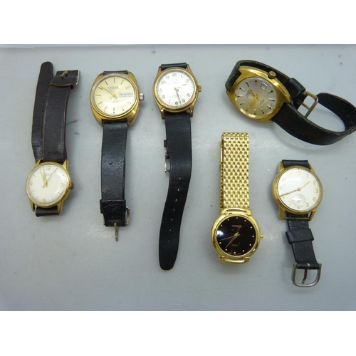 1104 - Six gentleman's wristwatches including Montine and Junghans