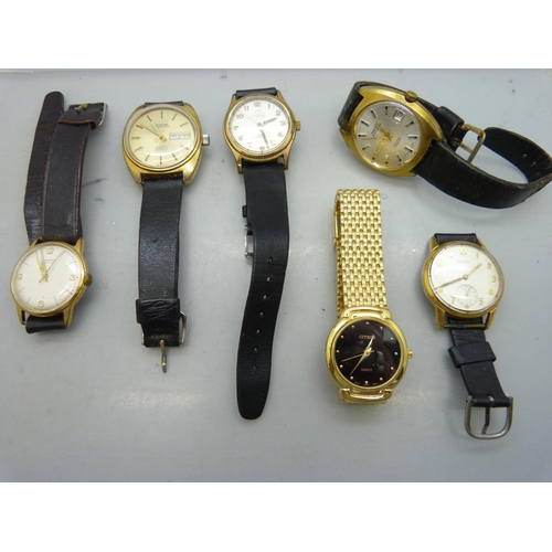 1104 - Six gentleman's wristwatches including Montine and Junghans