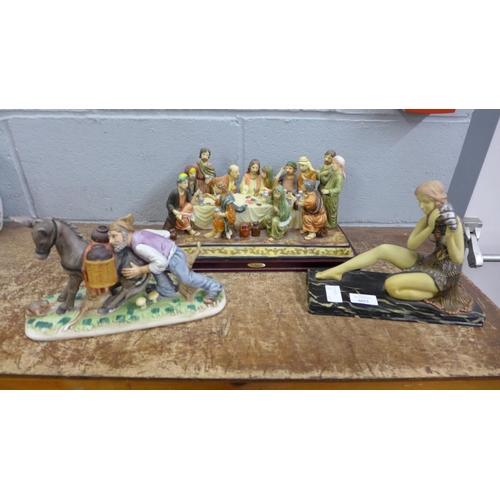 1105 - A Last Supper figure group, a/f, and two other figures**PLEASE NOTE THIS LOT IS NOT ELIGIBLE FOR POS... 