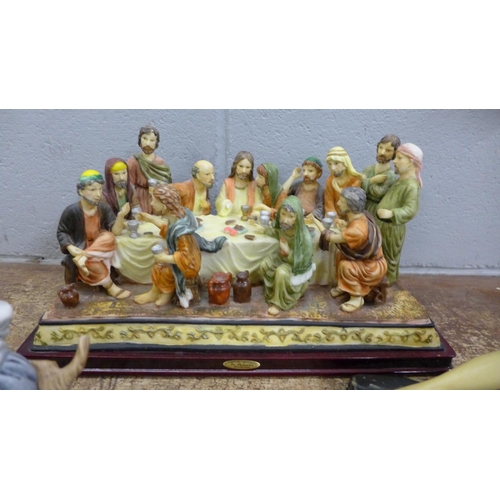 1105 - A Last Supper figure group, a/f, and two other figures**PLEASE NOTE THIS LOT IS NOT ELIGIBLE FOR POS... 