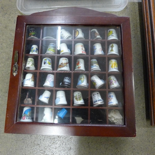 1116 - Two cases of collectors thimbles, souvenir spoons, place mats**PLEASE NOTE THIS LOT IS NOT ELIGIBLE ... 