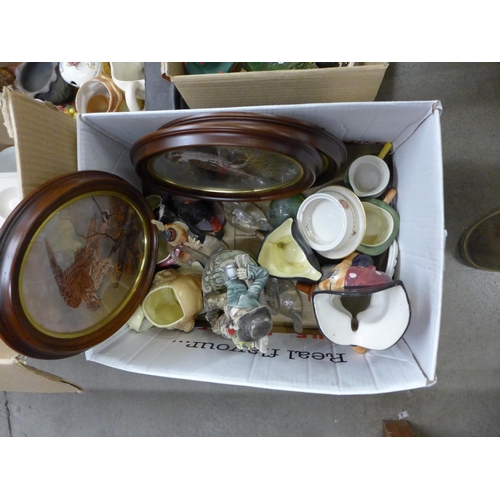 1118 - Four boxes of assorted decorative china, coloured glass, etc.**PLEASE NOTE THIS LOT IS NOT ELIGIBLE ... 