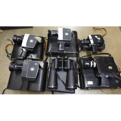 1131 - Three Bolex cine cameras, Russian Tento 20x60 binoculars and two other cine cameras**PLEASE NOTE THI... 