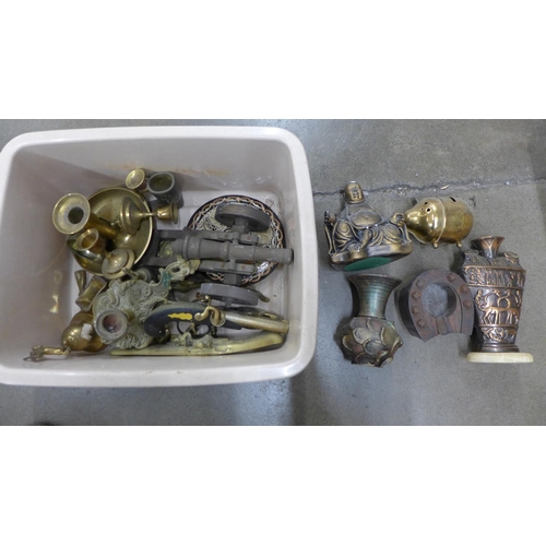 1132 - Metalware, etc., including a model Cannon**PLEASE NOTE THIS LOT IS NOT ELIGIBLE FOR POSTING AND PACK... 