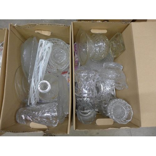 1147 - Six boxes of glass, mainly larger items including bowls, jugs, decanters, vases, etc.**PLEASE NOTE T... 