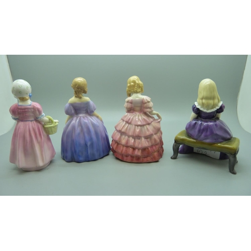 632 - Four Royal Doulton figures, Tinkle Bell, Rose, Marie and Affection