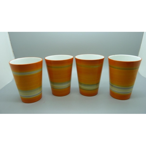 637 - Four Shelley beakers in orange