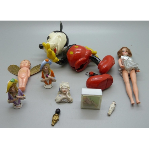 651 - A quantity of dolls including Mickey Mouse and Fumsup