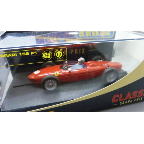 657 - Five F1 and Racing Scalextric cars, boxed