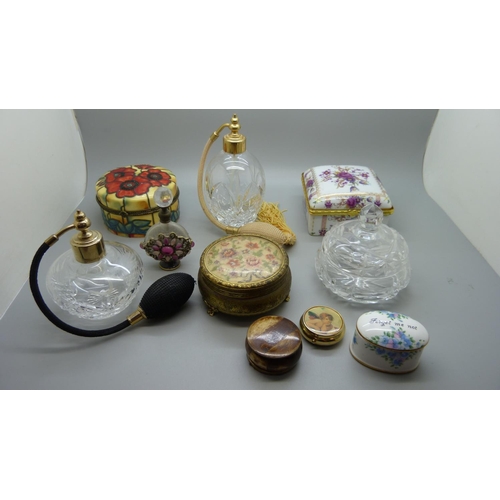 677 - Perfume bottles, trinket boxes including Old Tupton Ware