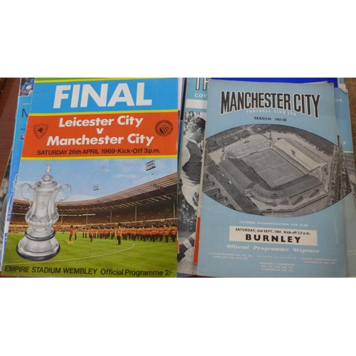 724 - Football memorabilia; Manchester City home and away programmes 1960's onwards including 1969 FA Cup ... 