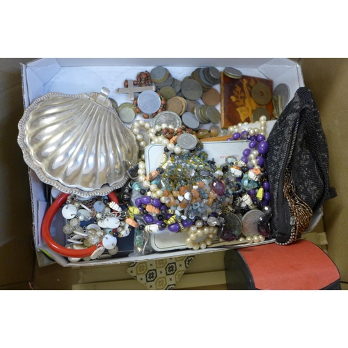 736 - A large box of mixed costume jewellery including vintage