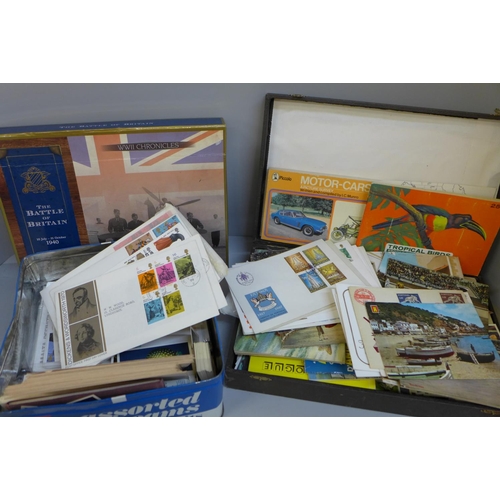 739 - Postcards, first day covers and collectors cards and a Battle of Britain pack