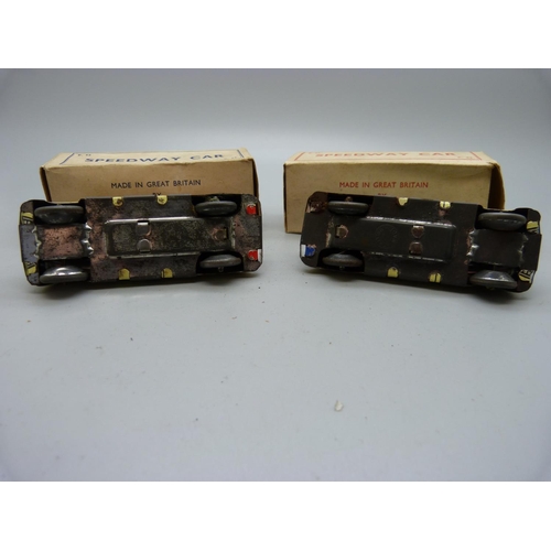 827 - Two Marx tin-plate clockwork Speedway cars, boxed