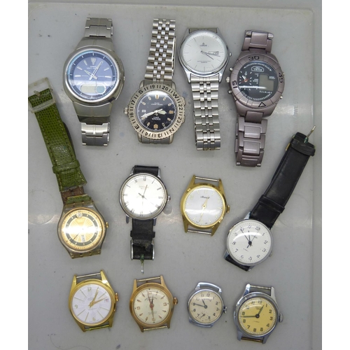 874 - Twelve assorted wristwatches including Sekonda and one Swatch, some a/f