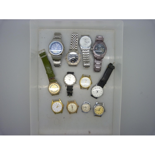 874 - Twelve assorted wristwatches including Sekonda and one Swatch, some a/f