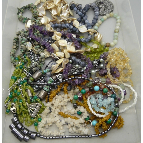 893 - Gemstone jewellery including amethyst, etc.