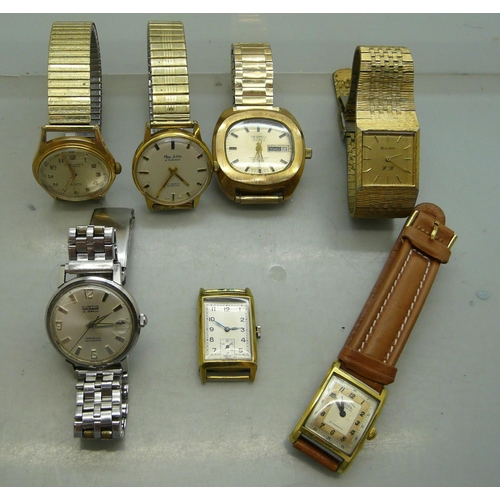 901 - Seven gentleman's wristwatches, Curtis automatic, Tegrov 25J automatic, Paul Jobin, etc.