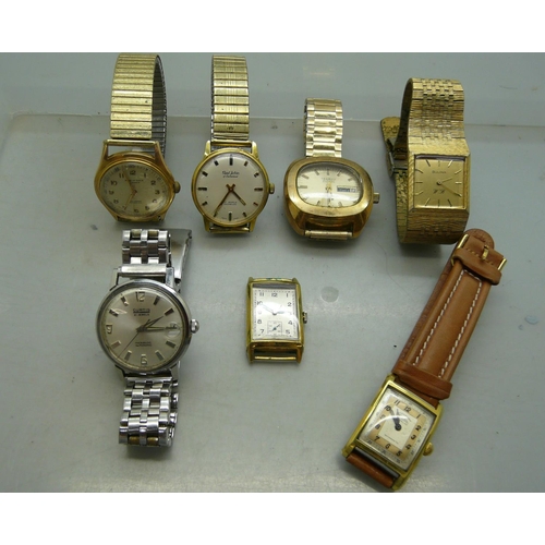 901 - Seven gentleman's wristwatches, Curtis automatic, Tegrov 25J automatic, Paul Jobin, etc.