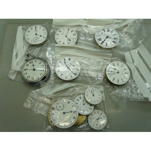 903 - A Timex pocket watch and pocket watch movements