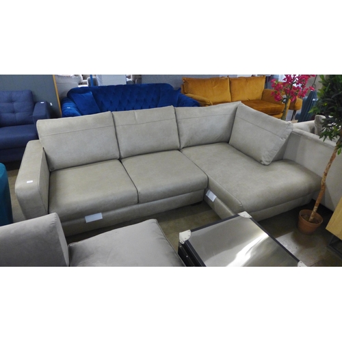 1304 - A mushroom grey upholstered RHF corner sofa