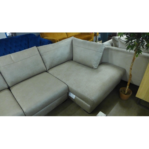 1304 - A mushroom grey upholstered RHF corner sofa